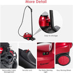 COSTWAY 2000W Multipurpose Steam Cleaner with 19 Accessories, Household Steamer with 1.5L Tank for Cleaning, Heavy Duty Rolling Cleaning Machine for Carpet, Floors, Windows and Cars, Red