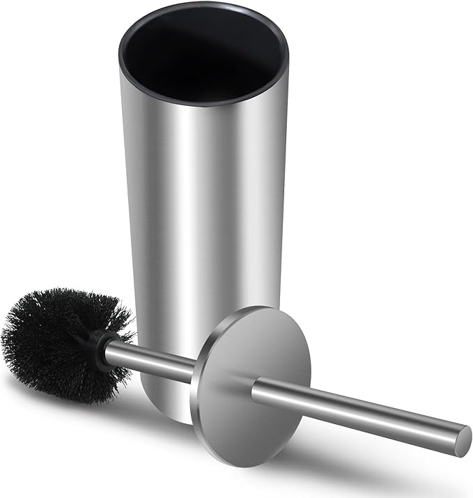 Stainless Steel Toilet Brush with Holder Set for Bathroom Storage and Organization Toilet Bowl Cleaner Brush and Holder (1, Silver)
