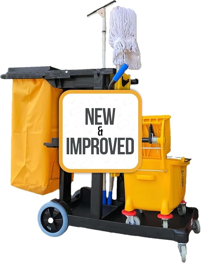 Simpli-Magic Premium Janitorial Utility Cart, Commercial, Yellow/Grey