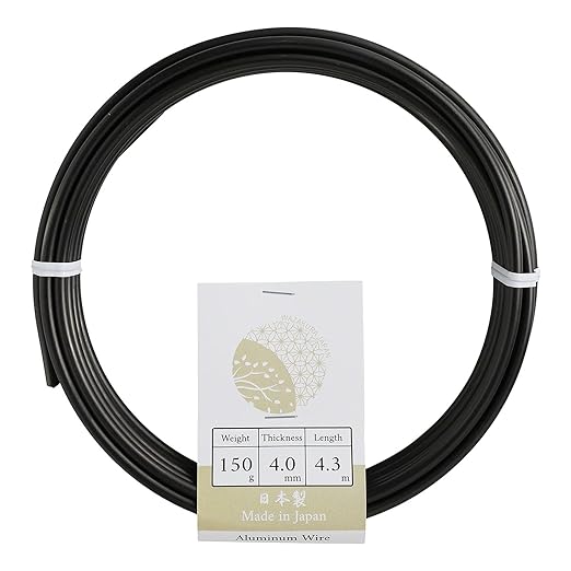 Wazakura 150 gr Black Anodized Aluminum Bonsai Training Wire Made in Japan (4 mm, Black)
