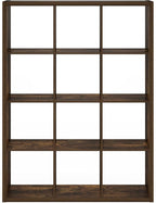 Furinno Cubicle Open Back Decorative Cube Storage Organizer, 12-Cube, Amber Pine