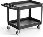 Heavy Duty Cart Utility Cart, Heavy Duty Rolling Service with Wheels, 500lbs Load Capacity, Durable Plastic & Deep Shelves for Warehouse, Garage, Cleaning - Swivel Wheels Easy Maneuverability