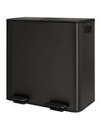 GarveeHome 2 x 10.6 gal (2 x 40 L) Double Kitchen Trash Can, Stainless Steel Large Trash Can w/Soft-Close Lid & Recycle Bin Combo, Step-on Metal Garbage Cans, PP Inner Buckets, Liner Rim, Black