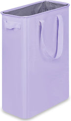 efluky Slim Laundry Basket, Narrow Laundry Hamper with Handles, Collapsible Dirty Clothes Hamper, Tall Laundry Bin for Laundry Room, Dorm and Bedroom, 12.7 Gallons(48L) Light Purple