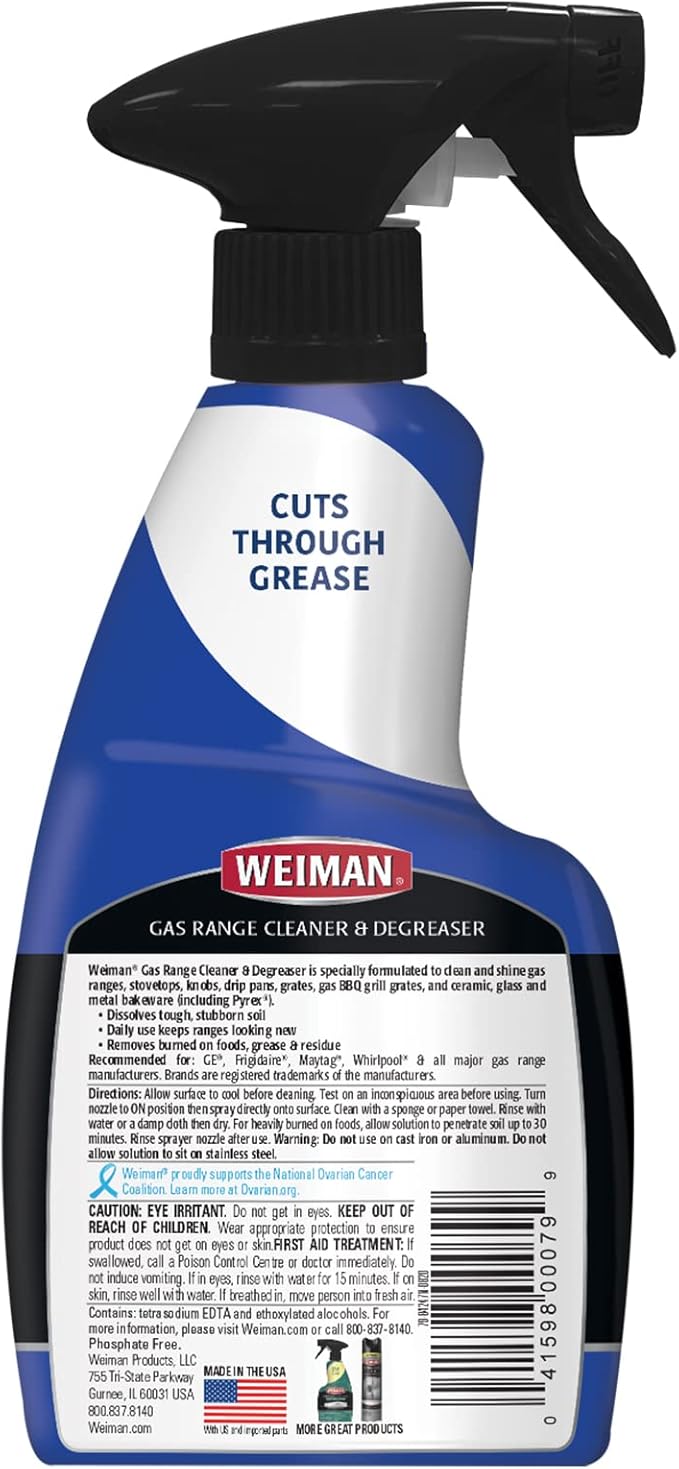 Weiman Gas Range Cleaner and Degreaser, Single, Lemon, 1 Count