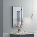 Quavikey Bathroom Medicine Cabinet with Mirror, Aluminum Surface Mount or Recessed Medicine Cabinet Mirror 16x26 Inch, Black