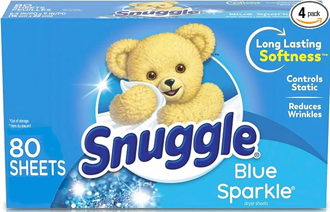 Snuggle Dryer Sheets 70 Count (Pack of 4) Scent May Be Vary (Fabric Softener Dryer Sheets, Blue Sparkle, 80 Count)