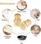 ECO Friendly Kitchen Cleaning Set, Wood & Bamboo Brushes for Dishes, Pots, Pans & Vegetables
