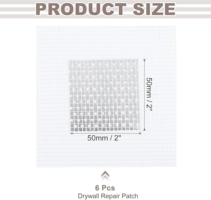 uxcell 6Pcs Drywall Repair Patch, 2x2 Inch Self-Adhesive Aluminum Metal Plaster Wall Patching Mesh, Wall Mending for Quick Fix Wall Hole, Sheetrock Ceiling, White
