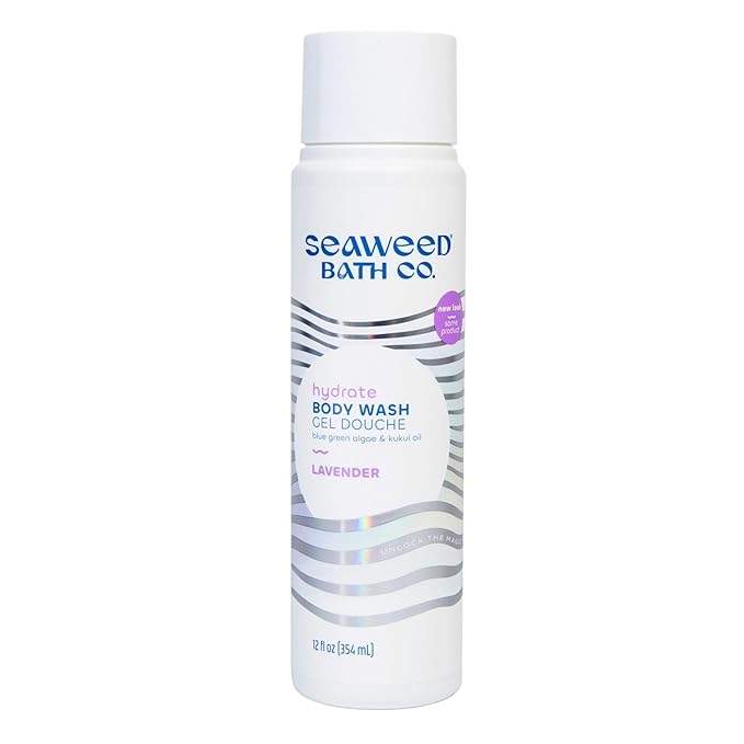 Seaweed Bath Co. Hydrate Body Wash - Lavender - Hydrating Foaming Cleanser with Soothing Natural Ingredients - Vegan, Paraben and Sulfate Free Shower Gel for Men and Women - 12 oz
