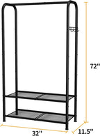 SINGAYE Clothing Racks For Hanging Clothes Rack Portable Closet Garment Coat Rack With Shelves Heavy Duty Hanger Stand Wardrobe Free Standing Closet