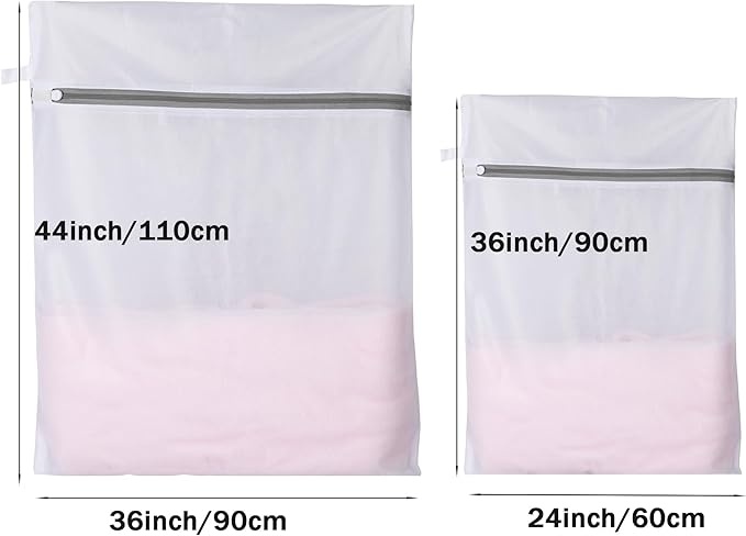 Mesh Laundry Bags, Mesh Wash Bags Durable Mesh Structure with Strong Zipper Suitable for Underwear Delicate Clothes, Pants, Shoes, Socks Washing (Small Fine Mesh, Extra Large 24*36in+36*44in)