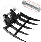 Mini Excavator Attachment Rake，Small Diggers Metal Backhoe Rake，3.54" Span, 0.98" Pin Hole，Includes 2 Link Pins，Fit for Mini Excavator