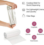 20-30 Gallon Clear Garbage Can Liners, 250 Count - Medium - Large Trash Can Liners - High Density, Thin, Lightweight, 10 Microns - For Office, Home, Hospital, Wastebaskets -10 Coreless Rolls