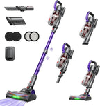 Cordless Vacuum Cleaner 45KPA, Up to 60mins Runtime Lightweight Powerful Suction Vacuum Cleaners for Home, 3 Suction Modes, Rechargeable Stick Vacuum for All Floor/Carpet/Pet Hair/Car, A03