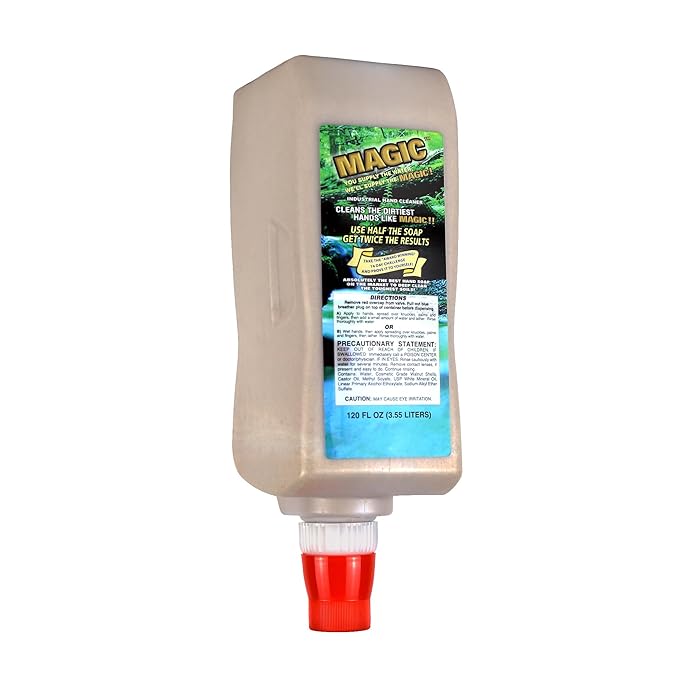Zenex Magic Hand Soap - Industrial Hand Cleaner for Auto Mechanics | Shop Soap | Walnut Shell Scrubbers to Remove Grease, Oil, Ink & Paint | Moisturizing Ingredients | 3.55 L (4 Pack)