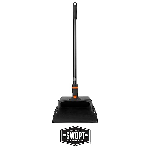 SWOPT 12” Upright Dustpan, Standard Combo – Ergonomic Design Eliminates Need to Bend While Cleaning – Interchangeable with All SWOPT Cleaning Products
