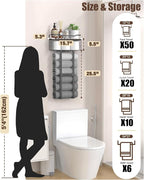Large Towel Rack & Bathroom Towel Holder - Wall Mounted Metal Rack with Wooden Floating Shelf, Small Bathroom Towel Storage, Easy Holds 6 Large Rolled Towels, Black with Brown Plank