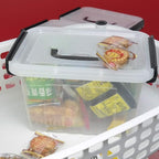 Asking Plastic Latching Box with Black Handle, Lidded Storage Bins, 6 Packs, 3 Quart