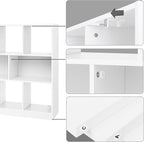 VASAGLE Bookcase, Bookshelf, Freestanding Storage Unit, 8 Open Compartments, Used Horizontally, Vertically, Upside Down, 11 x 35.4 x 39.4 Inches, for Living Room, Study, Office, White ULBC55WT