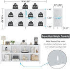 FATORRI 8 Cube Storage Organizer Bookshelf, Rustic Wood Cubby Bookcase, Industrial Horizontal Long Shelf for Living Room (White Oak, 62 Inch)