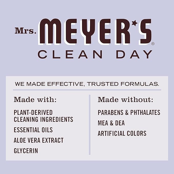 MRS. MEYER'S CLEAN DAY Liquid Dish Soap, Cruelty Free Formula, Lavender Scent, 16 oz- Pack of 6