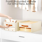 Homsorout Drawer Organizers and Storage - 6 Pack Foldable Pants Organizer with Clear Window & Handles, Fabric Closet Organizer for Clothes, Jeans, Sweaters, Towels, T-shirt, Scarf (Beige)