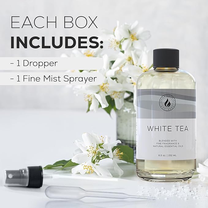Aroma Country White Tea Diffuser Oil - Luxury Essential Oils for Diffuser Refill & Air Freshener Room Spray, Long-Lasting, Natural Home Fragrance and Hotel Scent for Diffusers & Machines (4 Fl. oz)
