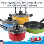 LOLA Jumbo 4" Plastic Mesh Scouring Pads, 12 Pack, Non-Scratch, Great for Pots, Dishwashing, Sinks, Appliances, Assorted Colors