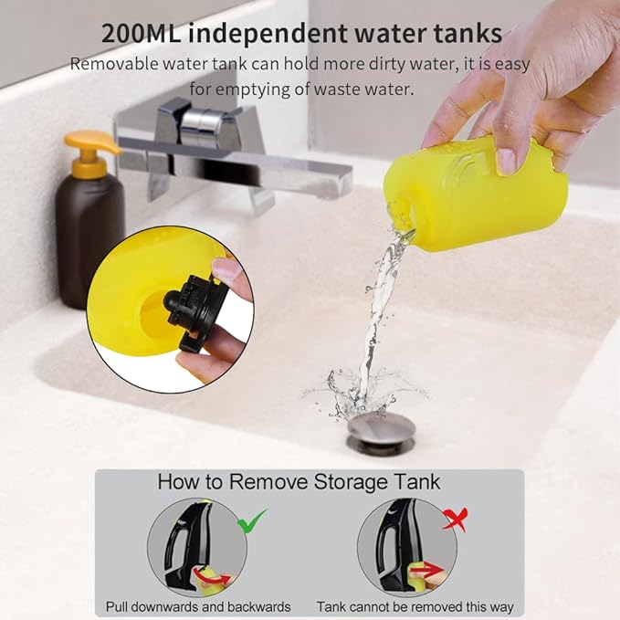 Rechargeable Window Vac, Power Window Vacuum Cleaner Set, Window Squeegee Electric Cleaning Tool for Windows, Tiles, Mirrors, 200ml Water Tank
