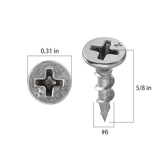 (481 pcs)#6X5/8 410 Stainless Steel Fastener Drywall Screws-Phillips with coarse Threaded tip, Black, Suitable for Drywall Slate, Wood, etc.(1 pounds)