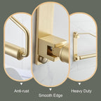 Folding Wall Mounted Clothes Hanger Rack Clothes Hook Solid Brass with Swing Arm Holder Clothing Hanging System Closet Storage Organizer Heavy Duty Drying Rack Wall Mount,Brushed Gold