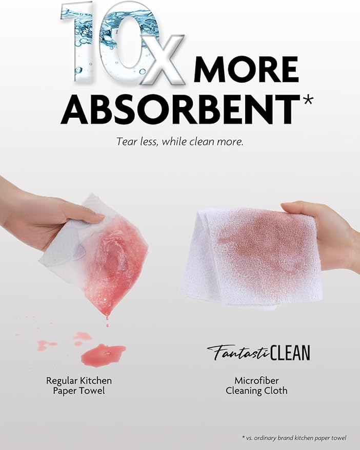 Fantasticlean Microfiber Cleaning Cloth Roll -675 Pack, Tear Away Microfiber Towels, 12" x 12", Reusable, Washable, Ultra Absorbent Dishcloth for Home Supplies, Car, Shop (9 Rolls of Pink)