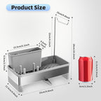 Ewaiira Stainless Steel Sink Caddy, Sponge Holder for Kitchen Sink with Brush Holder & Dishcloth Rack, Rustproof Sink Organizer Countertop, Kitchen Organizers Storage Essentials (F-Gray 9.8″)