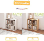 4 Cube Organizer Bookcase - Fabric Storage Bins Container, Open Shelf Simple Compartments Bookshelf, White