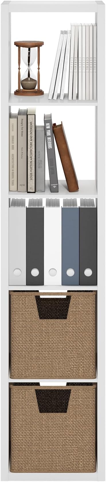 Furinno Cubicle Open Back Decorative Verticle Cube Storage Organizer, 5-Cube, White