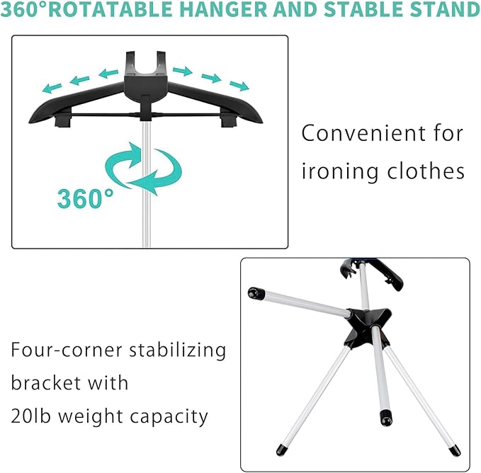 Adjustable Steamer Stand for Clothes, 32-63 inch T Shirt Display Stand, Steam Rack For Clothes,Handheld Garment Steamer Rack, Garment Hanger for Steaming Clothes for Clothing Garment Coat Retail