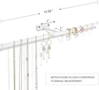 2 Pack Wall Jewelry Organizer, 14.5'' Necklace Holder for Hanging Earring, Ring, Bracelet, Hairband, Glasses Storage, Decorative Space-Saving Jewelry Display-White