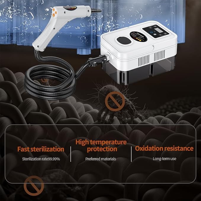 Portable Steam Cleaner Handheld Steam Cleaner High Pressure Steamer for Deep cleaning 1200ML Steam Cleaning Machine for Home Use With 6 Brushes Cleaning for Couch Auto Floor (White)