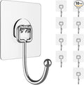 Large Hooks for Hanging Heavy-Duty 44Ib(Max) 10 Packs, Wall Hangers without Nails Self-Adhesive Traceless Clear and Removable, Waterproof and Rustproof Multiple Uses for Bathroom Kitchen Home