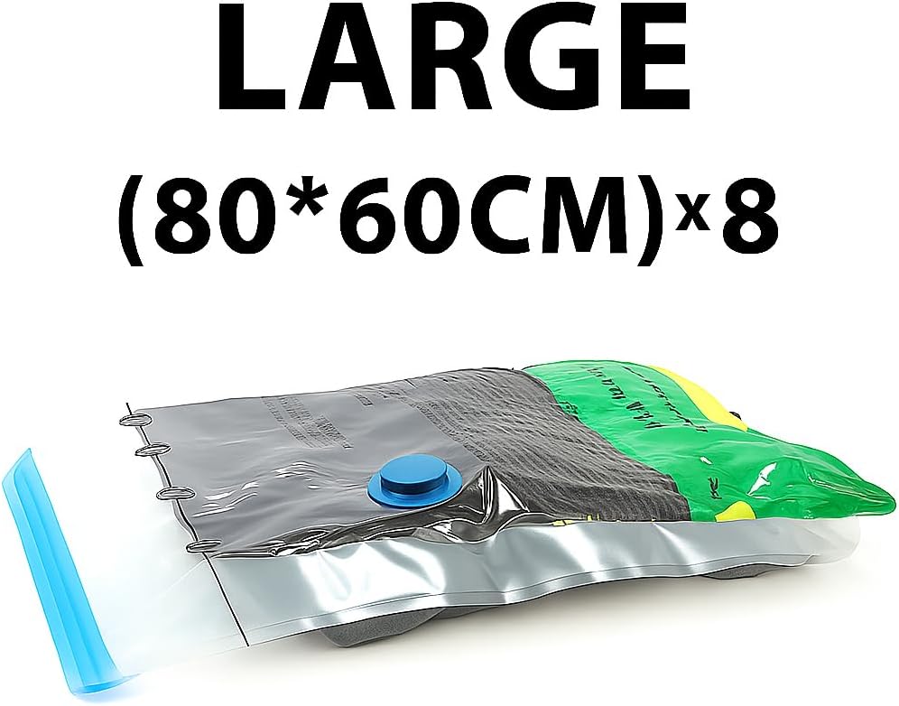 Vacuum Storage Bags with Electric Pump and Hand Pump,8 Pack Vacuum Seal Bags for Clothing,Space Saver Bags for Travel and Home(Large 60 * 80)