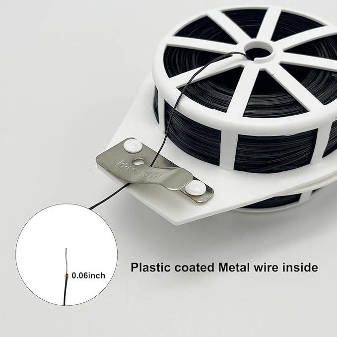 656ft (200m) Twist Ties, Garden Plant Ties with Cutter, Reusable Multifunctional Plant Ties, Fixing Vines Plant Support for Gardening Home Office(Black)