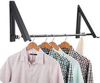 Laundry Drying Rack, Wall Mounted Retractable Clothes Hanger, Aluminium Home Storage Organization Space Savers for Home(2 Racks with Rod,Black)