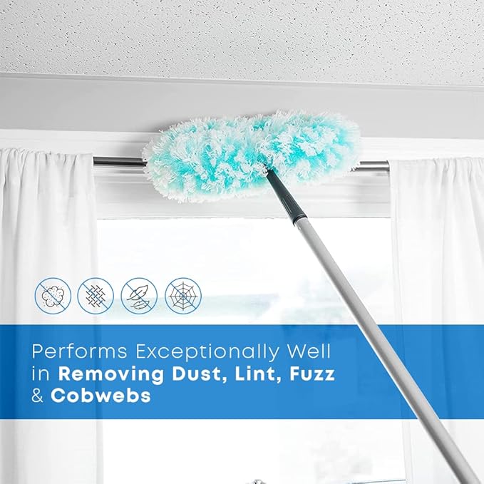 Fuller Brush Fuzzy Fan Duster – Dust & Clean Ceiling Fans, Walls, Woodwork – Polystatic & Microfiber Grabs & Holds Dust, Lint, Cobwebs & Dirt - Fan Duster Head Only (Teal)