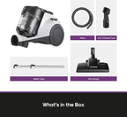 Eureka Bagless Canister Vacuum Cleaner, 1100W High Power Vacuum Cleaner for Carpets and Hard Floors HEPA Filter Extension Tube 2-in-1 Crevice Tool Floor Nozzle, NEN121WH