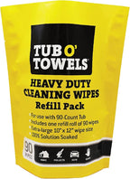 Tub O' Towels Heavy-Duty Cleaning Wipes Refill Pack, Fits 90-Count Canister, Extra-Large 10" x 12" Multi-Surface Wipes for Grease, Grime, and Tough Stains, Convenient Refill for Home, Auto, and More