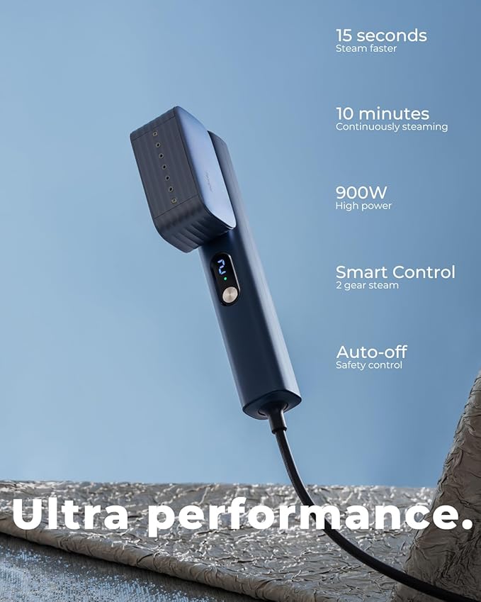 G2 Pro Smart Handheld Steamer for Clothes – Global Voltage Adaptation, Palm-Sized & Lightweight (0.8lb), Dual Steam Modes, Easy Wrinkle Remover, Auto Shut-Off, for Travel & Home (100-240V)