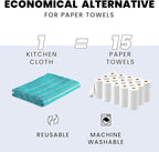 Zeppoli Classic Kitchen Towels - 6 Pack 100% Natural Cotton Towel Set, Reusable Wash Cloths, Absorbent Dish Towels, Machine Washable Hand Towels, Kitchen Essentials, 20" x 28" - Aqua Base