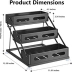 3 Tier Foldable Spice Rack for Countertop Iron Kitchen Seasoning Organizer for Cabinet, Black