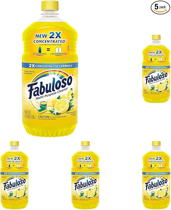 Fabuloso Multi-Purpose Cleaner,2X Concentrated Formula,Refreshing Lemon Scent,56 oz,(Pack of 5)